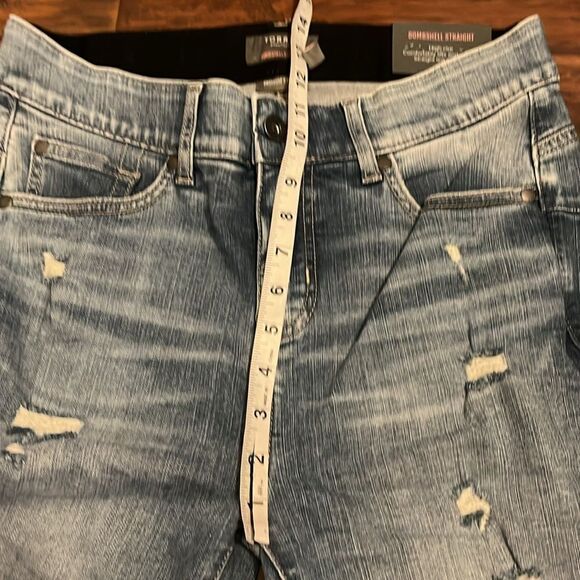 Torrid Bombshell Straight High Rise Distressed Ripped Denim Jeans Contem… - Picture 7 of 12